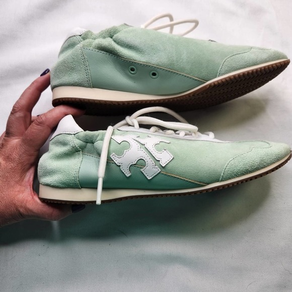 Tory Burch Pastel Green and White Sneakers - Picture 5 of 12